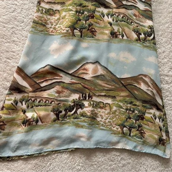 RARE Reformation Dietrich Landscape Mountains Blue Midi Slip Dress sz 2
